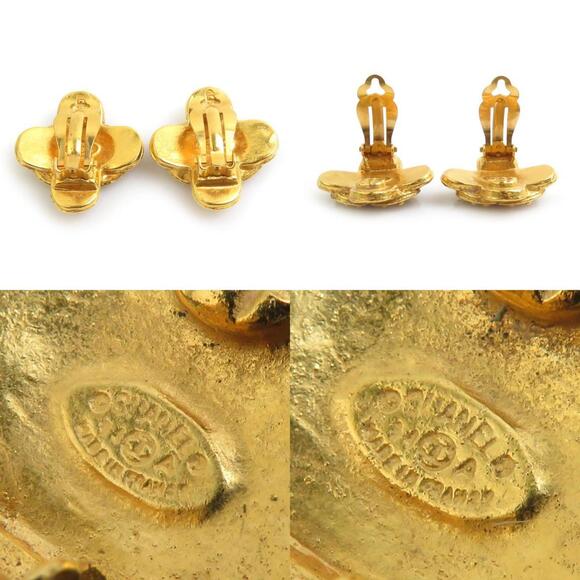 CHANEL Gold Logo Earrings